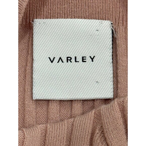 Varley Rib Knit Midi Dress Short Sleeve Beige Maeve Womens Size M - Picture 4 of 9